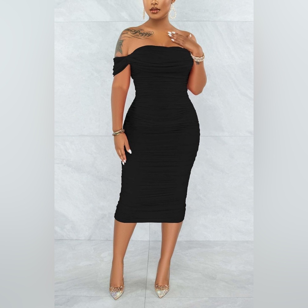 Sexy Off Shoulder Bodycon Ruched Cocktail Evening Party Night Tube Dresses
